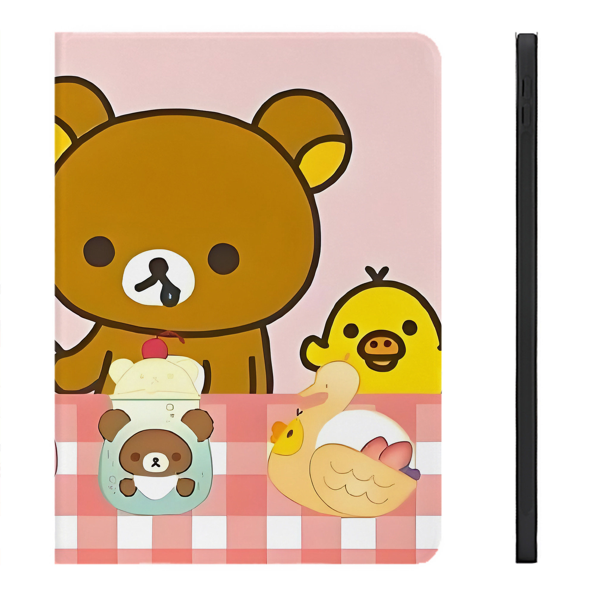 （画像用） リラックマ リラックマ キイロイトリ Rilakkuma Korilakkuma Kiiroitori IPadケース ペンホルダー付き ブックスタイルデザイン